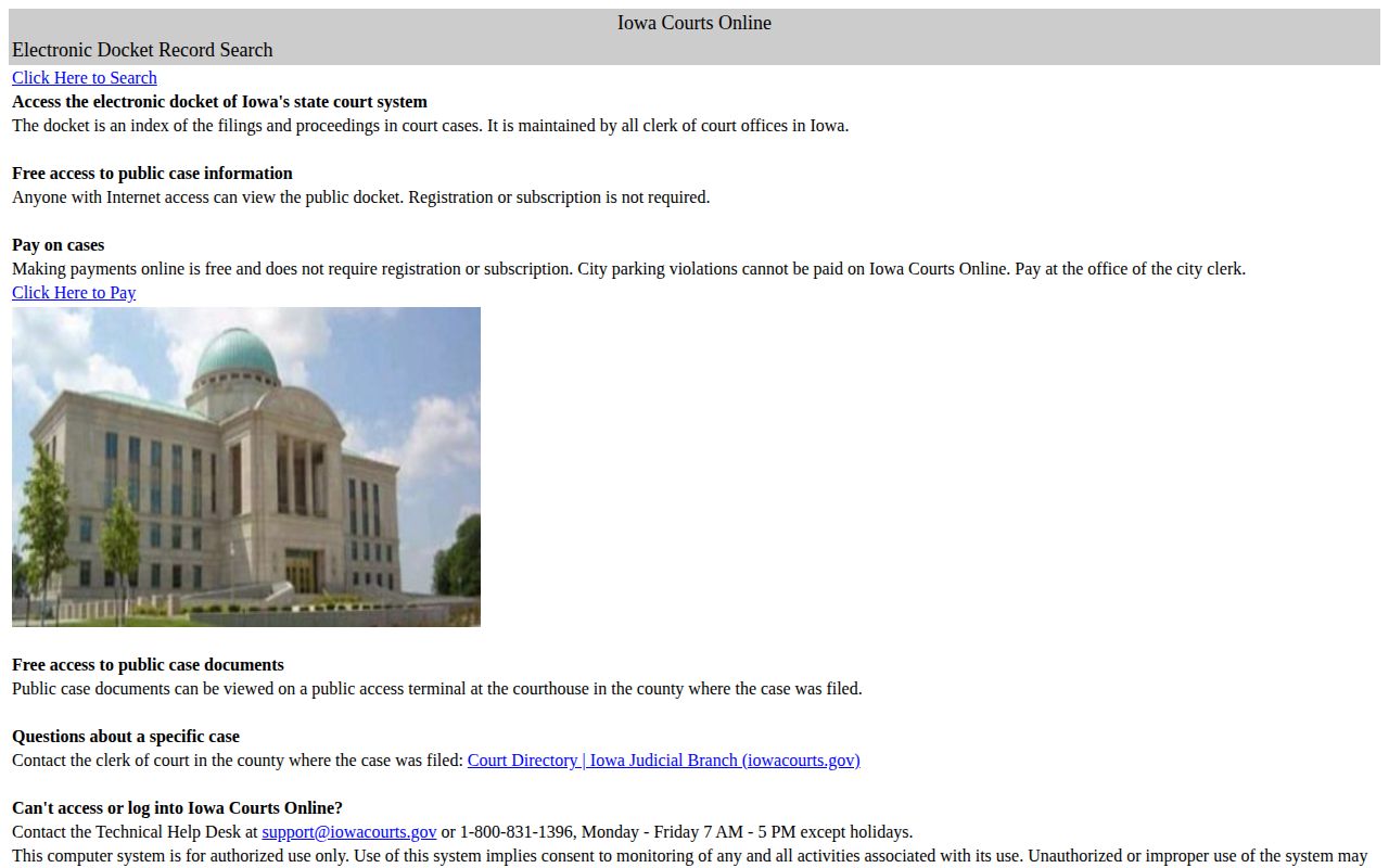 Iowa Courts search for Buena Vista County case dispositions