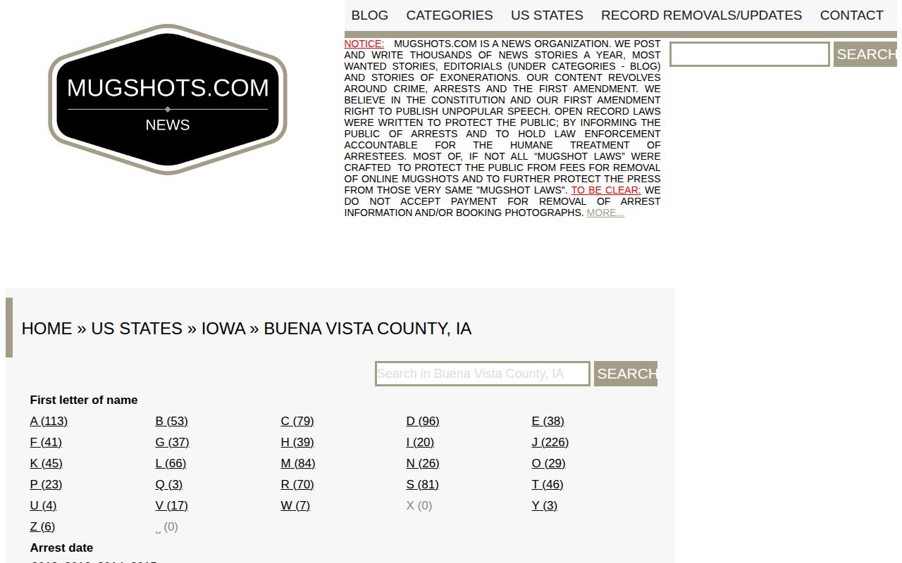Old unofficial Buena Vista County mugshot archive